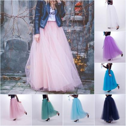  6 Layers Tulle Skirt Summer Maxi L..