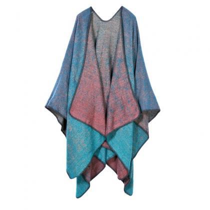 Women Lady Faux Cashmere Scarf Plai..