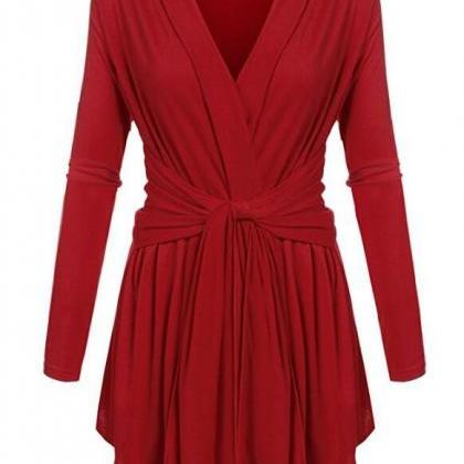 Women V-Neck Tunic Soft Tops Asymme..