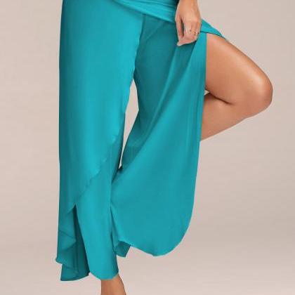 1 Piece Women High Split Trousers F..