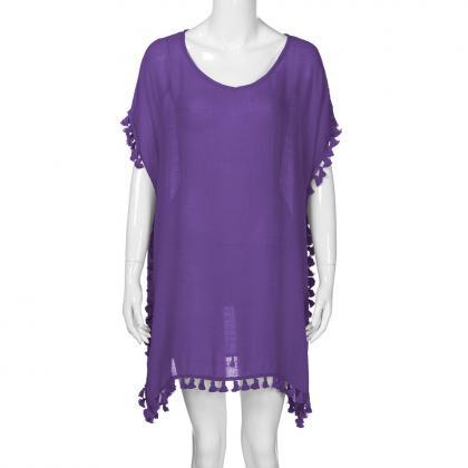 Women Tassels Bikini Cover Up Irreg..