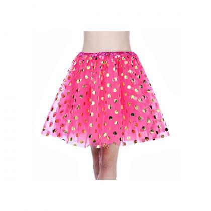 Adult Tutu Skirt Sequin Gilding Polka Dot 3 Layers..
