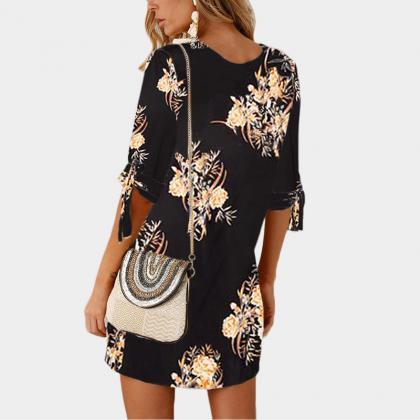 Women Short Casual T Shirt Dress Summer Boho..