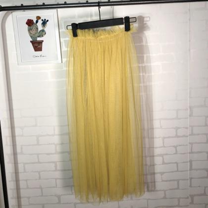 Summer Style Sheer Tulle Skirts A Line Tea Length..