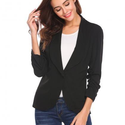  Women Slim Suit Coat 3/4 Sleeve On..