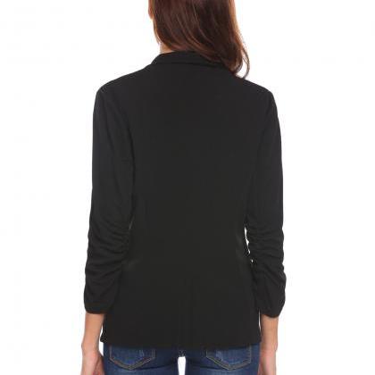  Women Slim Suit Coat 3/4 Sleeve On..