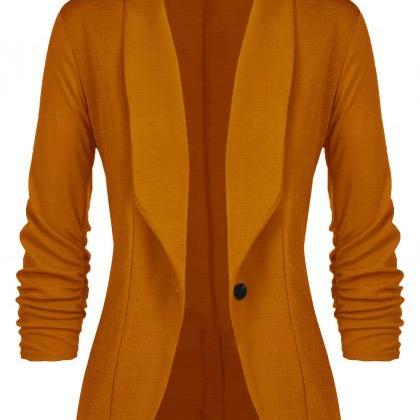 Women Slim Suit Coat 3/4 Sleeve One Button Casual..