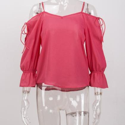  Women Chiffon Blouses Off Shoulder..
