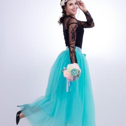6 Layers Tulle Skirt Summer Maxi Lo..