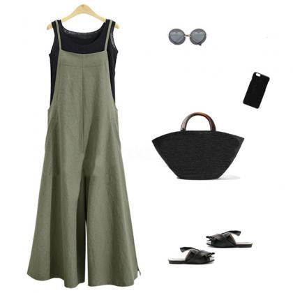Women Wide Leg Jumpsuit Casual Loose Plus Size..