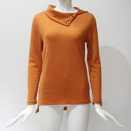 Women Pullover Tops Autumn Solid Bu..