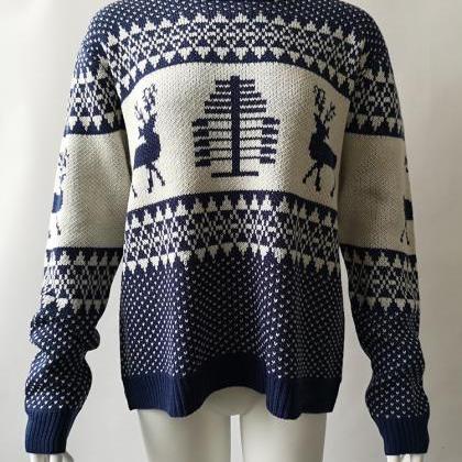 Women Knitted Sweater Christmas Dee..