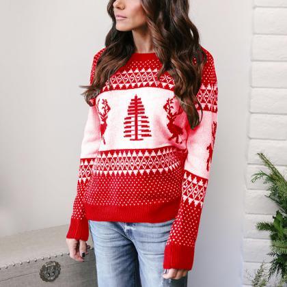 Women Knitted Sweater Christmas Dee..