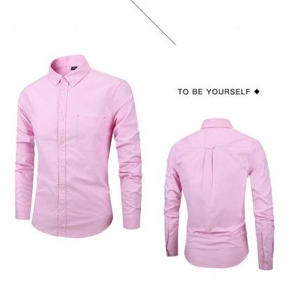 Men Shirt Fashion Long Sleeve Turn-..
