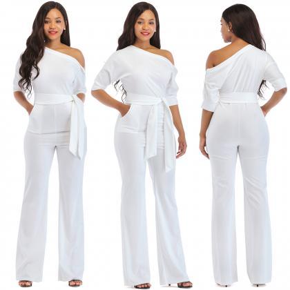 Women Jumpsuit Off the Shoulder Hal..