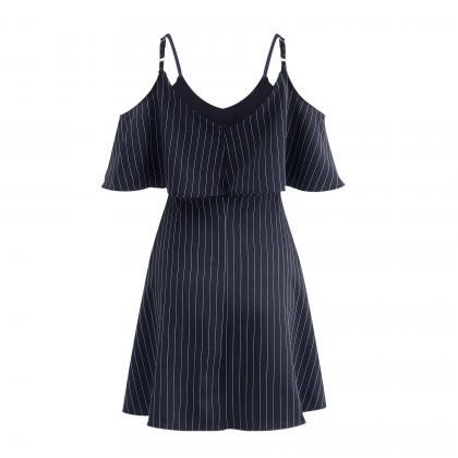 Women Striped Dress Summer Spaghett..