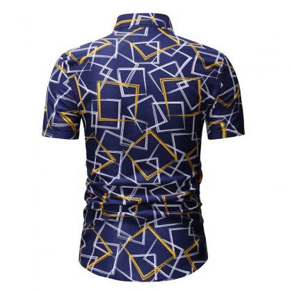 Men Floral Printed Shirt Summer Beach Short Sleeve..