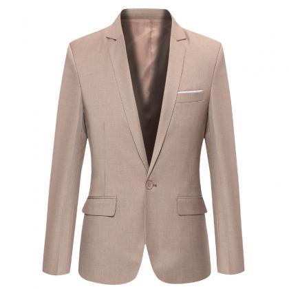 Men Blazer Coat Long Sleeve One But..