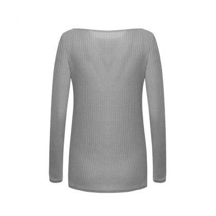Women Knitted Sweater Autumn Winter Solid Long..