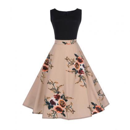 Women Floral Printed Dress Summer Casual Patchwork..