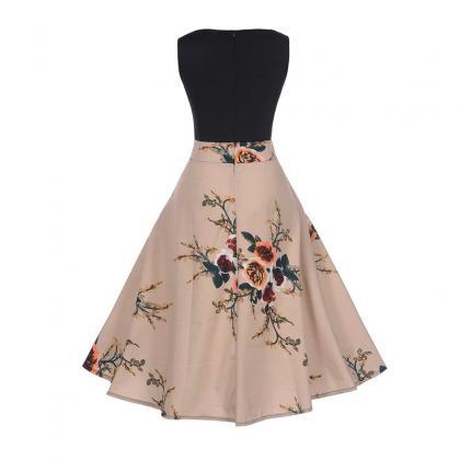 Women Floral Printed Dress Summer Casual Patchwork..