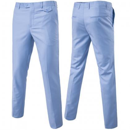 Men Suit Pants Cotton Solid Casual ..
