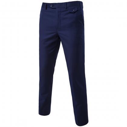 Men Suit Pants Cotton Solid Casual ..