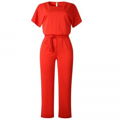 Women Jumpsuit Summer Short Sleeve ..