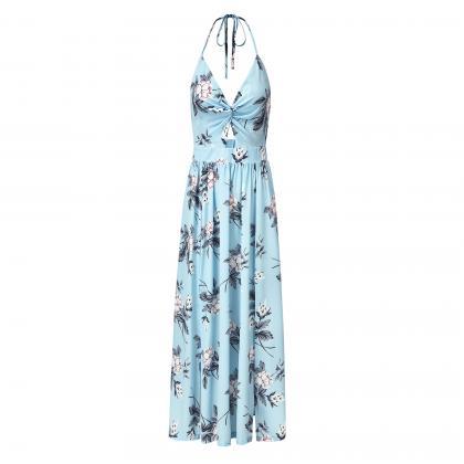 Women Floral Printed Maxi Dress Hal..