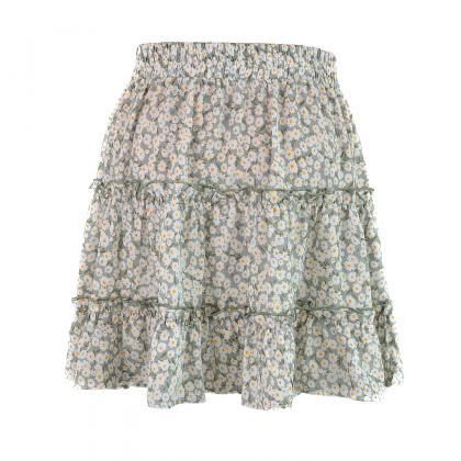 Women Mini Skirt High Waist Ruffles..