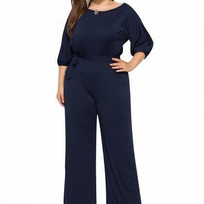 Women Jumpsuit Casual Solid Office 3/4 Sleeve..