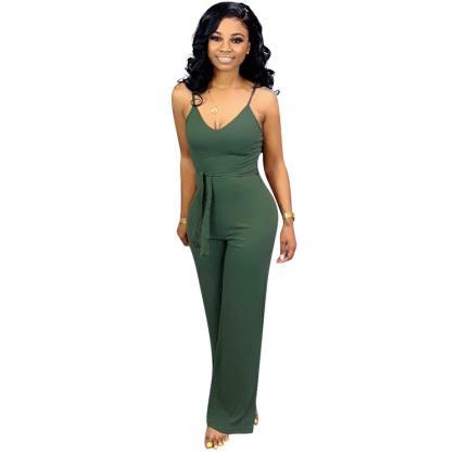Women Jumpsuit Casual Spaghetti Strap Sleeveless..