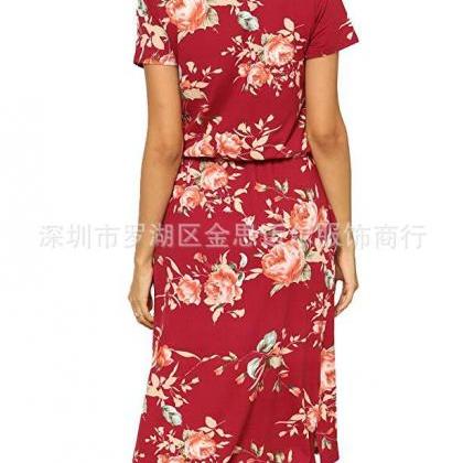  Women Floral Printed Dress Short S..
