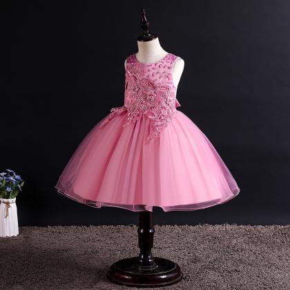 Lace Flower Girl Dress Princess Wedding Birthday..