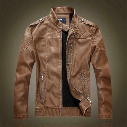 Mens Fashion Winter Stand Collar Bi..
