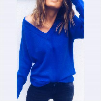 Women V-Neck Blouse Long Sleeve Lo..