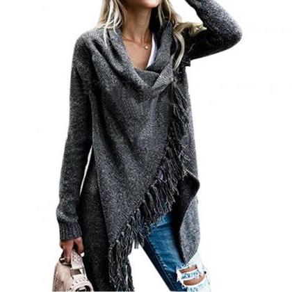 Womens Lady Knitted Poncho Jumper Sweater Cardigan..