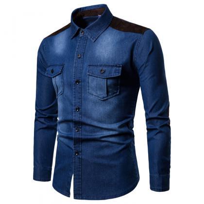 New Fashion Men Shirt Long Sleeve D..