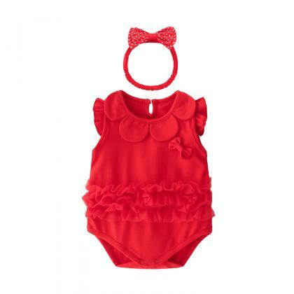 Summer female baby festive red full..