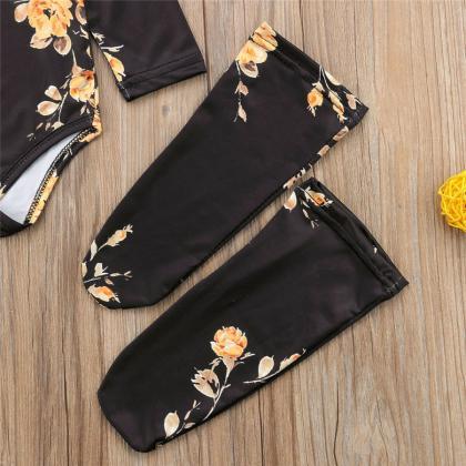 Newborn Baby Girls Floral Off Shoulder Romper Leg..