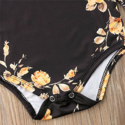 Newborn Baby Girls Floral Off Shoulder Romper Leg..