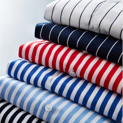 Men Casual Striped Shirt Long Sleev..