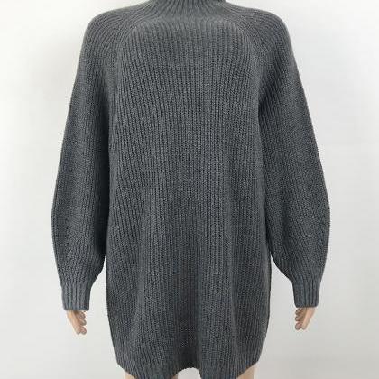 women Casual Knitted Dress Sweater ..
