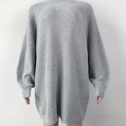 women Casual Knitted Dress Sweater ..
