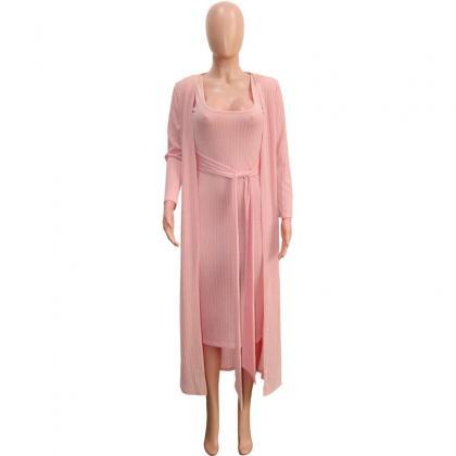  Women Two Piece Set Solid Color Kn..