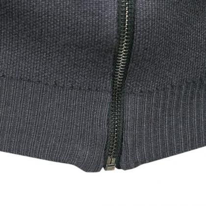 Men knit sweater round neck zipper ..