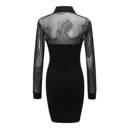 New Fashion Woman Mesh Black Dress ..