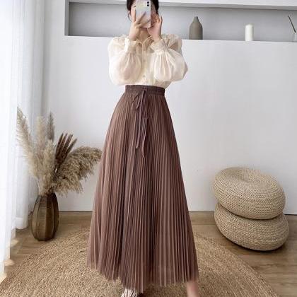 2021 Spring And Summer Skirt Women Lace-up Bow..