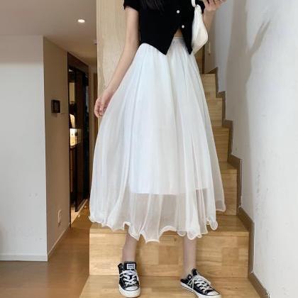 2021 Spring Summer Skirts Womens Mesh Tulle Korean..