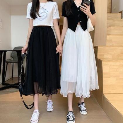 2021 Spring Summer Skirts Womens Mesh Tulle Korean..